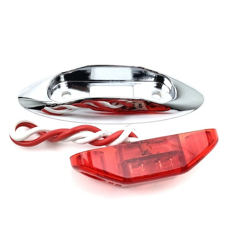 Peterson Lamp, Led Clearance/Marker, 168 Mini Side W/ Chrome Bezel, Red, Viz Pack V168XR